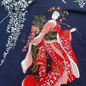 Japanese Fukusa Textile Navy Blue Geisha Woman Tea Ceremony Cloth Asian